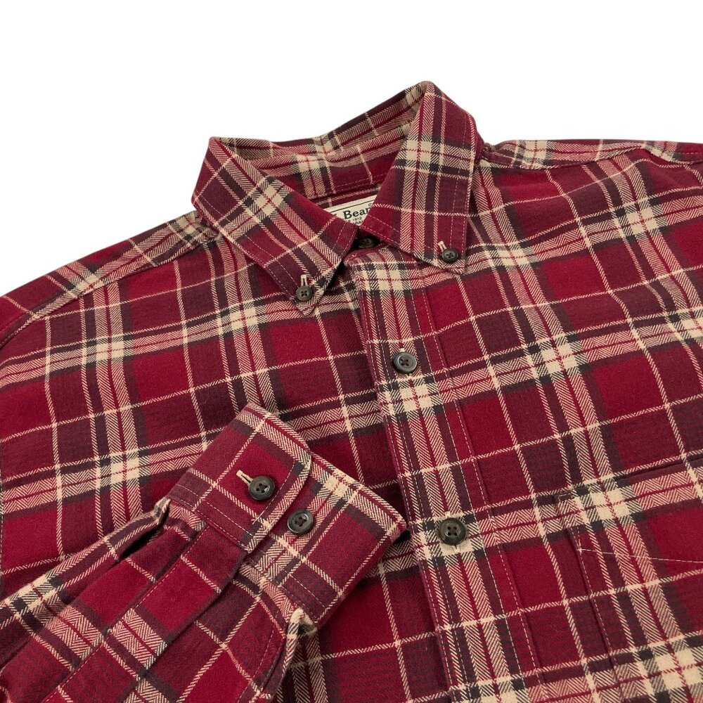 LL Bean Flannel Shirt Mens Size S Red Plaid